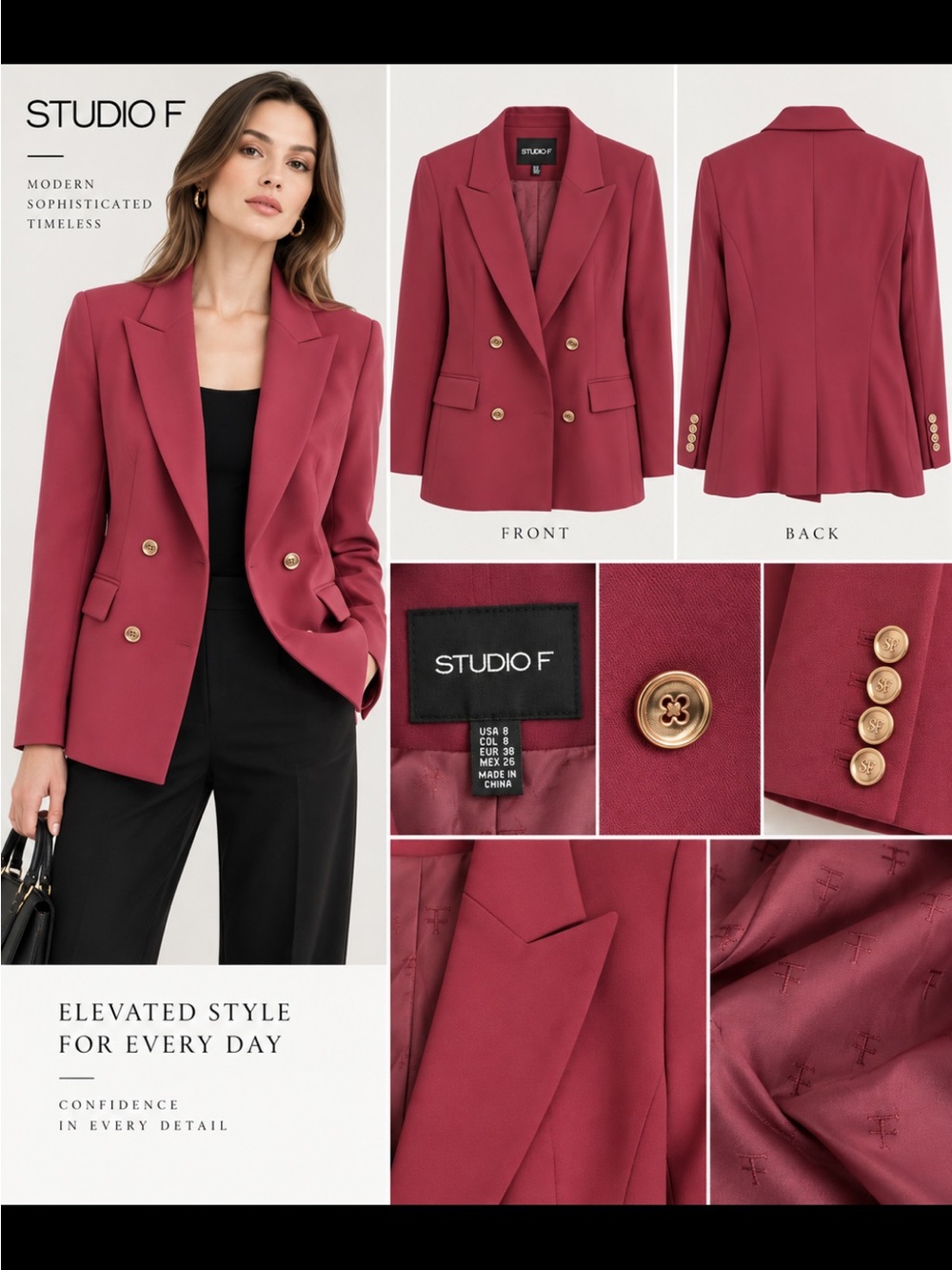 Studio F Roseberry Double-Breasted Blazer